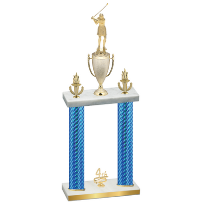 Double Blue Carbon Fiber Fourth Place Golf Trophy