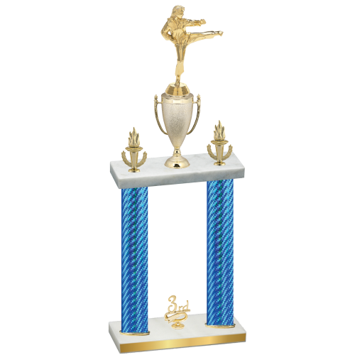 Double Blue Carbon Fiber Third Place Karate Trophy