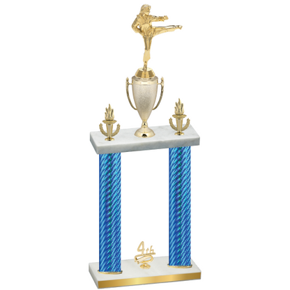 Double Blue Carbon Fiber Fourth Place Karate Trophy