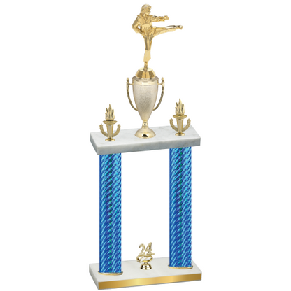 Double Blue Carbon Fiber Year Karate Trophy