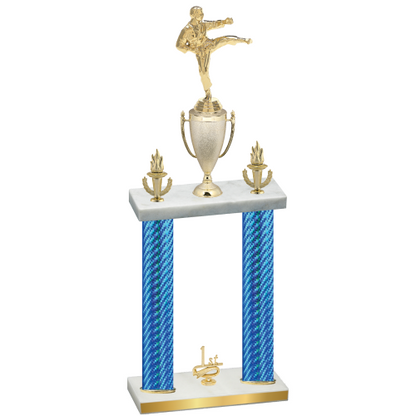 Double Blue Carbon Fiber First Place Karate Trophy