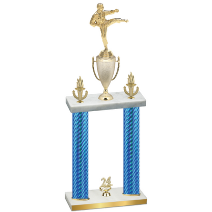Double Blue Carbon Fiber Year Karate Trophy