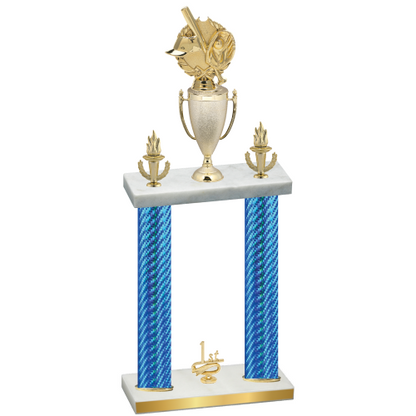 Double Blue Carbon Fiber First Place Baseball Trophy