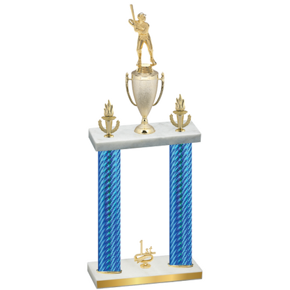 Double Blue Carbon Fiber First Place Baseball Trophy