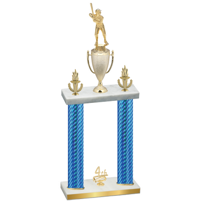 Double Blue Carbon Fiber Fourth Place Baseball Trophy