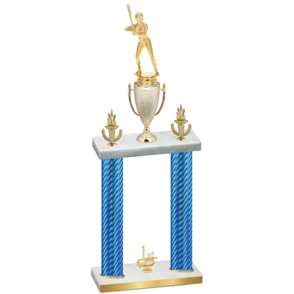 Double Blue Carbon Fiber First Place Softball Trophy