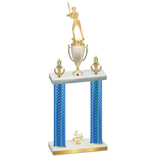 Double Blue Carbon Fiber Fourth Place Softball Trophy