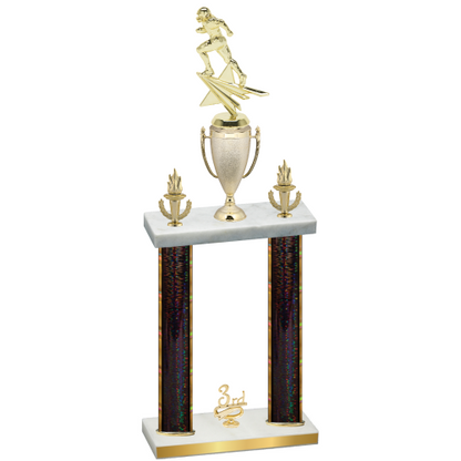 Double Black Glacier Third Place Football Trophy