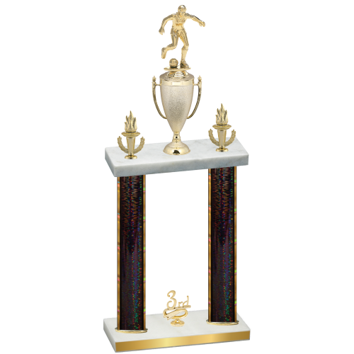 Double Black Glacier Third Place Soccer Trophy