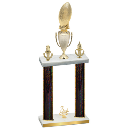 Double Black Glacier Third Place Football Trophy