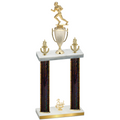 Double Black Glacier Third Place Football Trophy