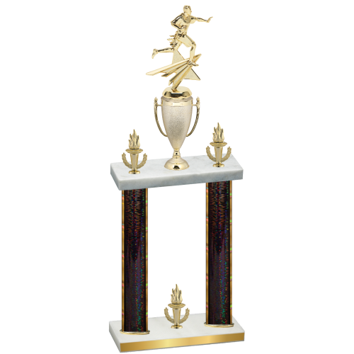Double Black Glacier Victory Flag Football Trophy