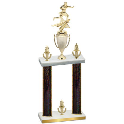 Double Black Glacier Victory Flag Football Trophy