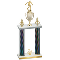 Double Black Carbon Fiber Second Place Soccer Trophy
