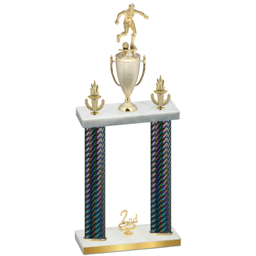 Double Black Carbon Fiber Second Place Soccer Trophy