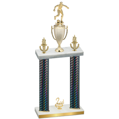 Double Black Carbon Fiber Second Place Soccer Trophy
