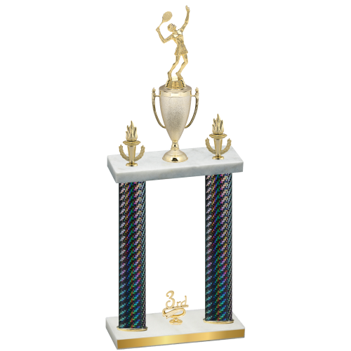 Double Black Carbon Fiber Third Place Tennis Trophy