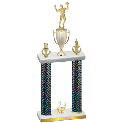 Double Black Carbon Fiber Second Place Volleyball Trophy