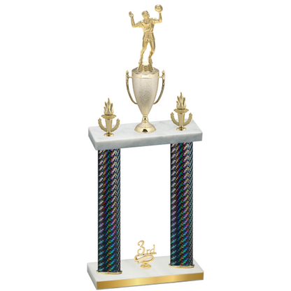 Double Black Carbon Fiber Third Place Volleyball Trophy
