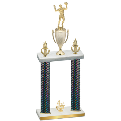 Double Black Carbon Fiber Fourth Place Volleyball Trophy