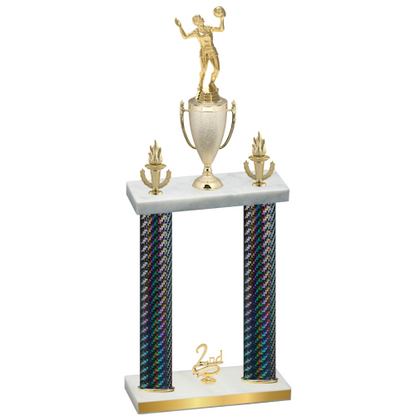 Double Black Carbon Fiber Second Place Volleyball Trophy