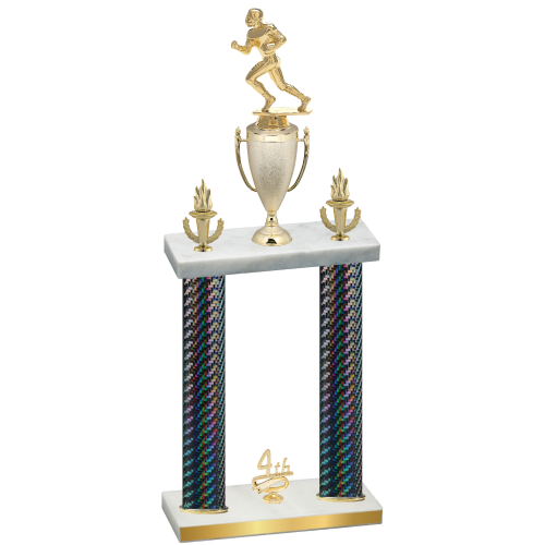 Double Black Carbon Fiber Fourth Place Football Trophy
