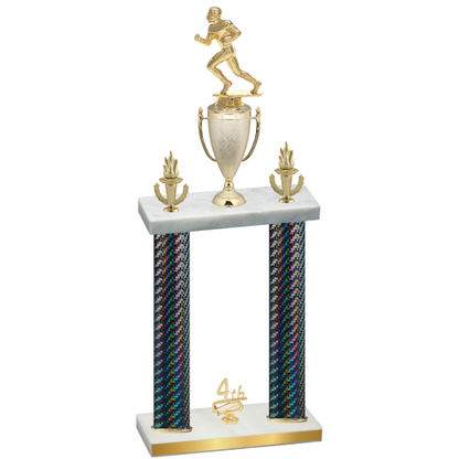 Double Black Carbon Fiber Fourth Place Football Trophy