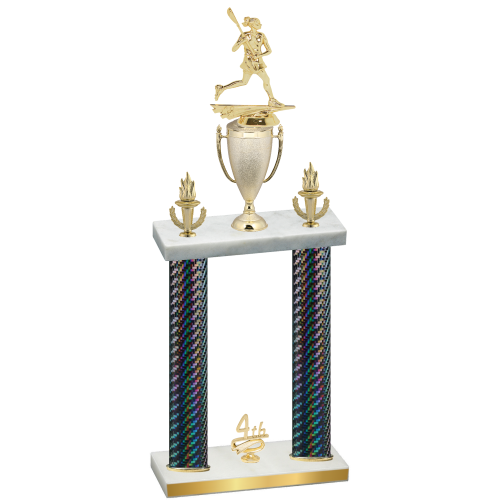 Double Black Carbon Fiber Fourth Place Lacrosse Trophy