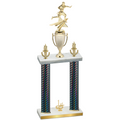 Double Black Carbon Fiber First Place Flag Football Trophy