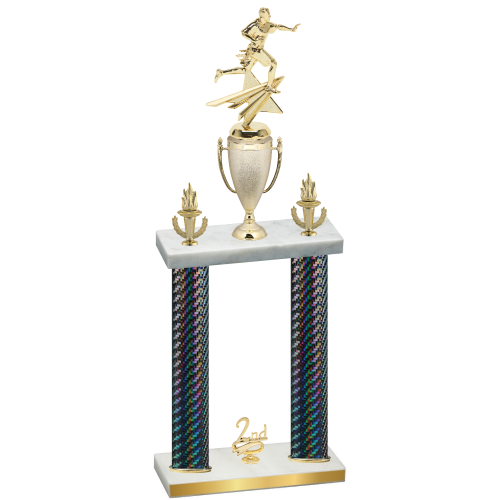 Double Black Carbon Fiber Second Place Flag Football Trophy