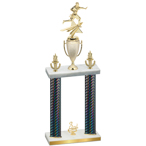 Double Black Carbon Fiber Third Place Flag Football Trophy