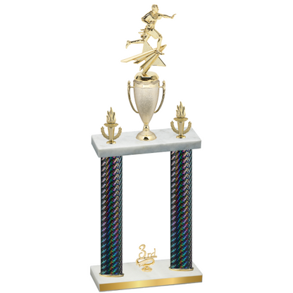 Double Black Carbon Fiber Third Place Flag Football Trophy