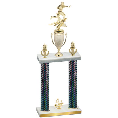 Double Black Carbon Fiber Fourth Place Flag Football Trophy