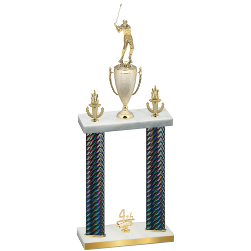 Double Black Carbon Fiber Fourth Place Golf Trophy