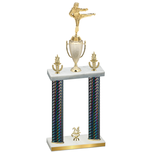 Double Black Carbon Fiber Year Karate Trophy