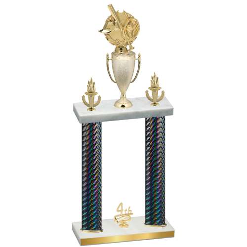 Double Black Carbon Fiber Fourth Place Baseball Trophy