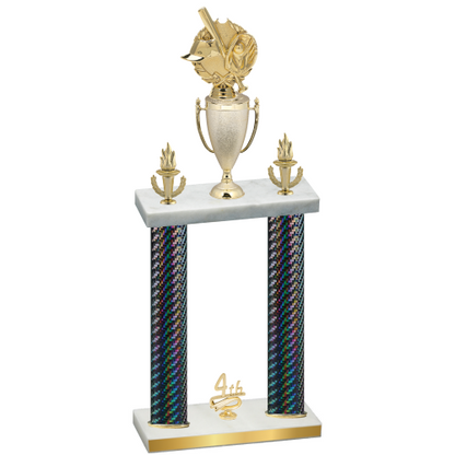 Double Black Carbon Fiber Fourth Place Baseball Trophy