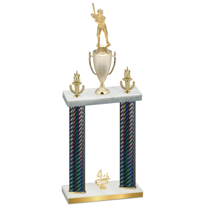 Double Black Carbon Fiber Fourth Place Baseball Trophy