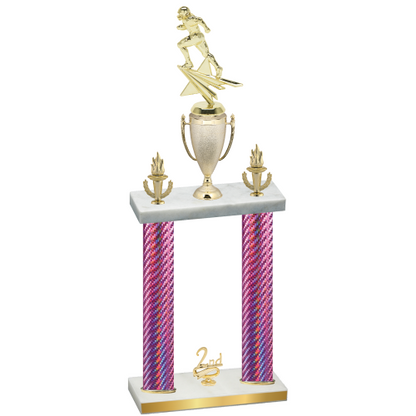 Double Pink Carbon Fiber Second Place Football Trophy