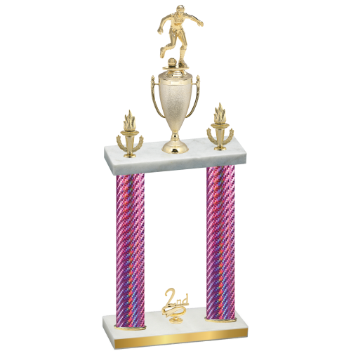 Double Pink Carbon Fiber Second Place Soccer Trophy
