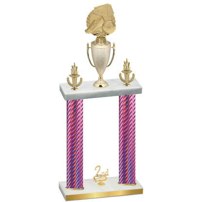 Double Pink Carbon Fiber Second Place Soccer Trophy