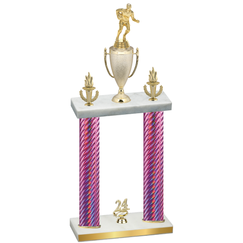 Double Pink Carbon Fiber Year Rugby Trophy