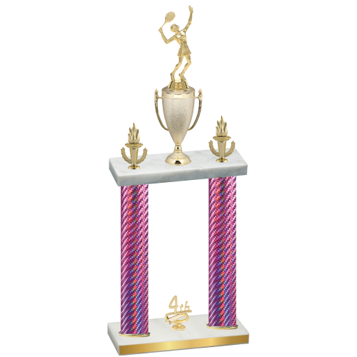 Double Pink Carbon Fiber Fourth Place Tennis Trophy