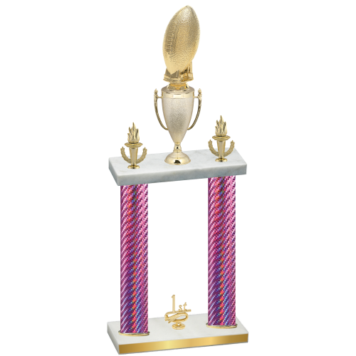 Double Pink Carbon Fiber First Place Football Trophy