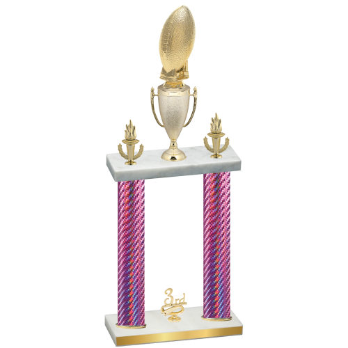 Double Pink Carbon Fiber Third Place Football Trophy