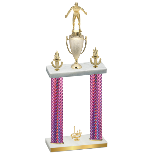 Double Pink Carbon Fiber First Place Wrestling Trophy