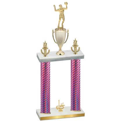 Double Pink Carbon Fiber First Place Volleyball Trophy