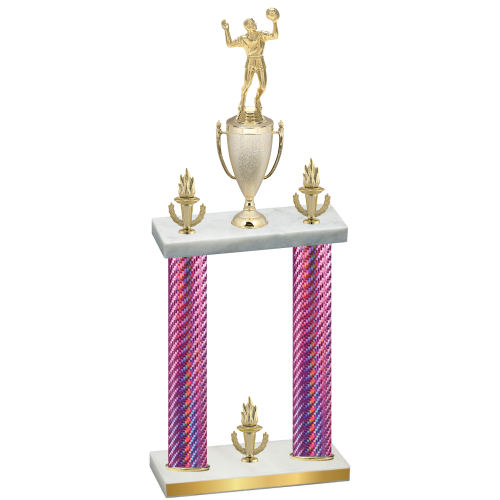 Double Pink Carbon Fiber Victory Volleyball Trophy