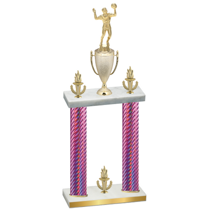 Double Pink Carbon Fiber Victory Volleyball Trophy