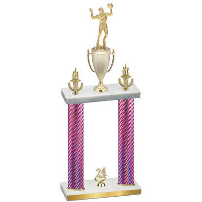 Double Pink Carbon Fiber Year Volleyball Trophy